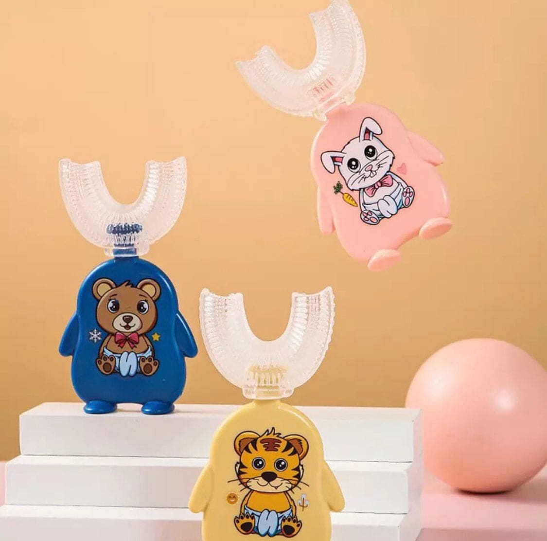Animal Pattern Kids U Shaped Silicon Cleaning Toothbrush, 360 Degree Cleaning Nurshing Manual Toothbrush, 0-6 Silicon Toothbrush Animal Pattern Kids U Shaped Silicon Cleaning Toothbrush, 360 Degree Cleaning Nurshing Manual Toothbrush, 0-6 Silicon Toothbrush